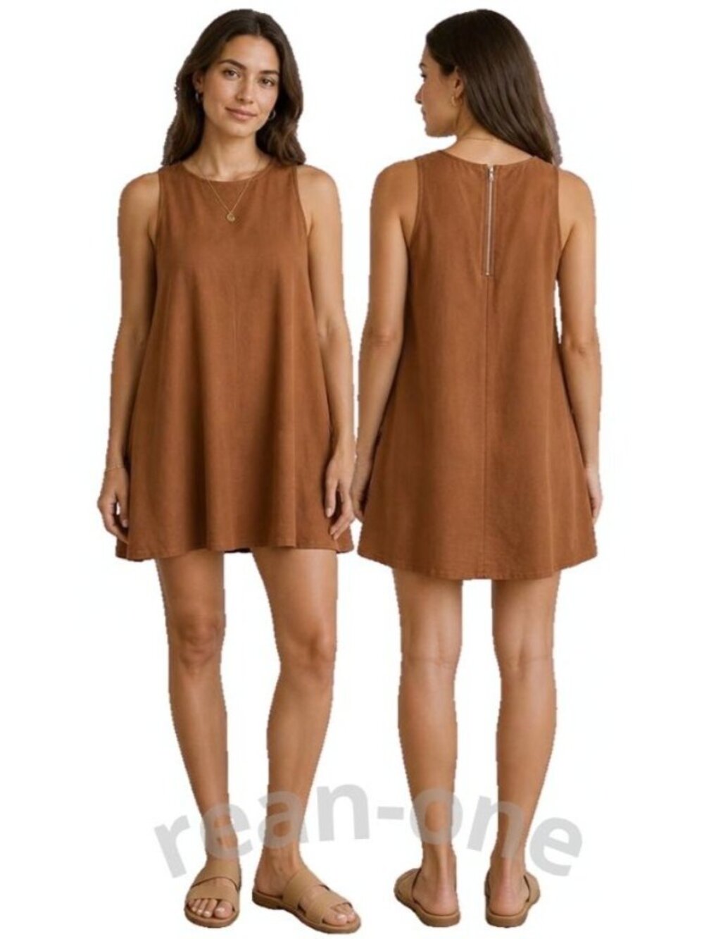 Forever 21 Women's Sleeveless Tunic Mini Tank Dress Rustic Brown Size Small